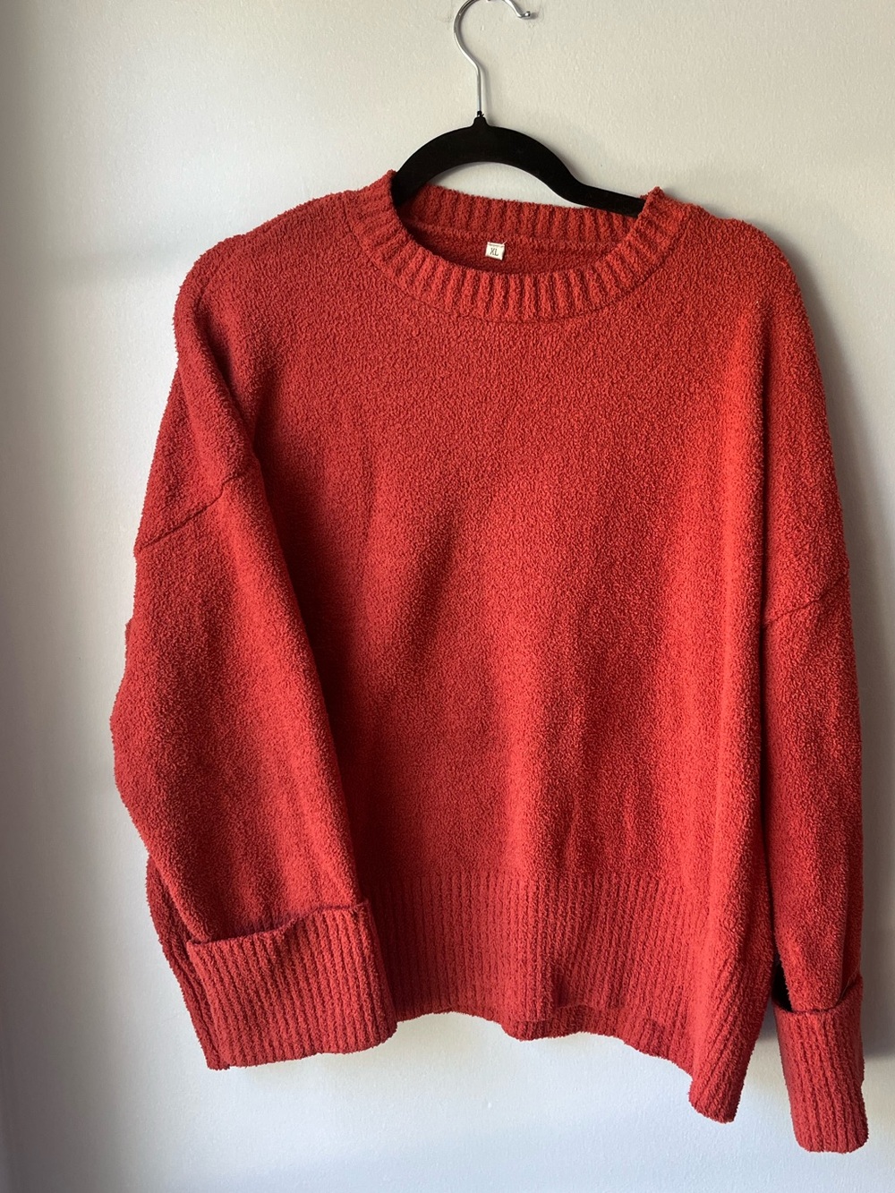 Chunky Oversized Sweater | ANRABESS XL | Cozy Knit Sweater Brick Red